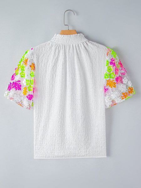 Women's Short Sleeve Sequin Embellished Top made for easy styling and wardrobe coordination, with premium-like structure and finish.