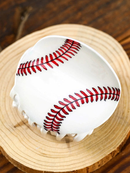 White Striped Acrylic Hair Claw Clip with Ball Pattern