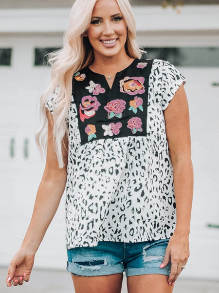 Wild Blossom V-Neck Shift Blouse