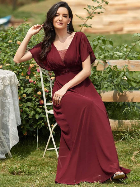Women's A-Line Empire Waist Maxi Chiffon Evening Dress