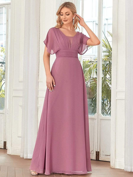 Women's A-Line Empire Waist Maxi Chiffon Evening Dress