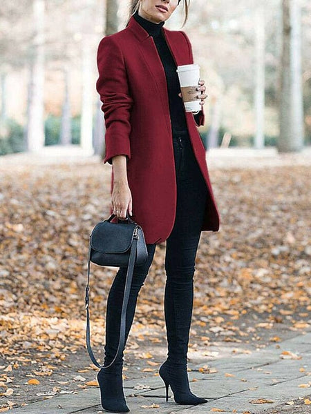 Women's Black Blue Gray Long Coat for Casual Daily and Valentine's Day with practical styling and dependable silhouette control.