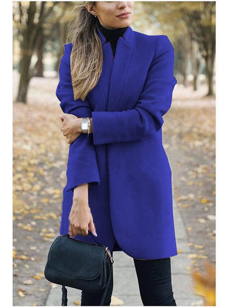 Women's Black Blue Gray Long Coat for Casual Daily and Valentine's Day with practical styling and dependable silhouette control.