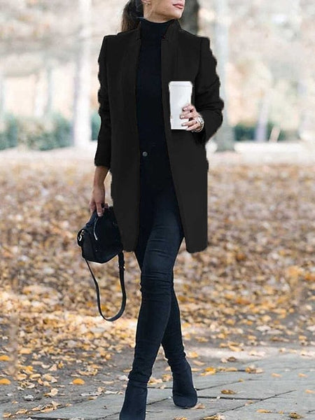 Women's Black Blue Gray Long Coat for Casual Daily and Valentine's Day with practical styling and dependable silhouette control.