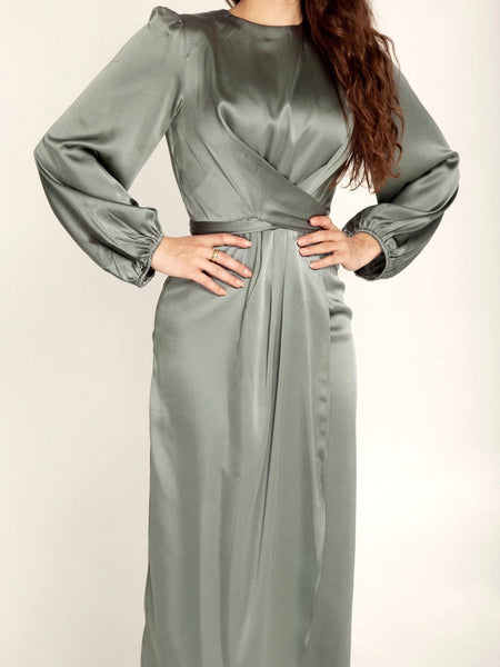Women's Dresses Acetate Silk Long Sleeve Irregular Dress
