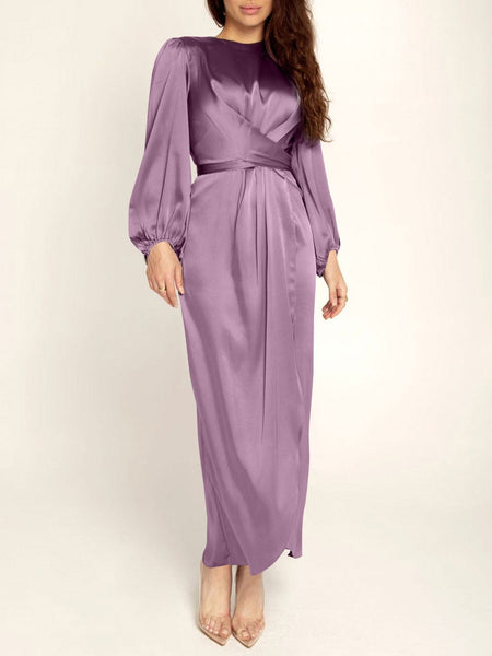 Women's Dresses Acetate Silk Long Sleeve Irregular Dress
