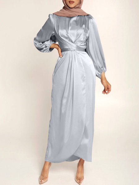 Women's Dresses Acetate Silk Long Sleeve Irregular Dress