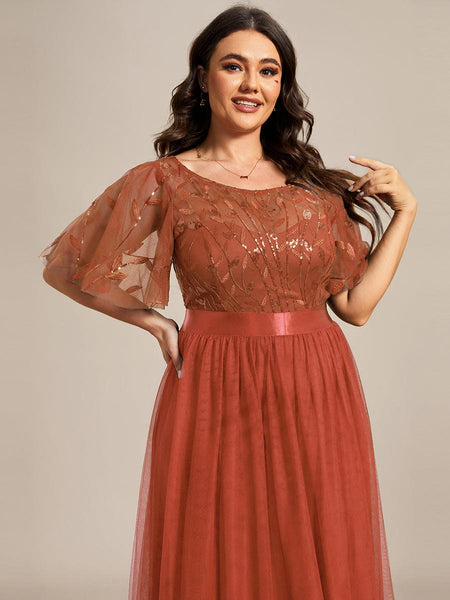 Women's Elegant Embroidered A-Line Floor Length Evening Dress