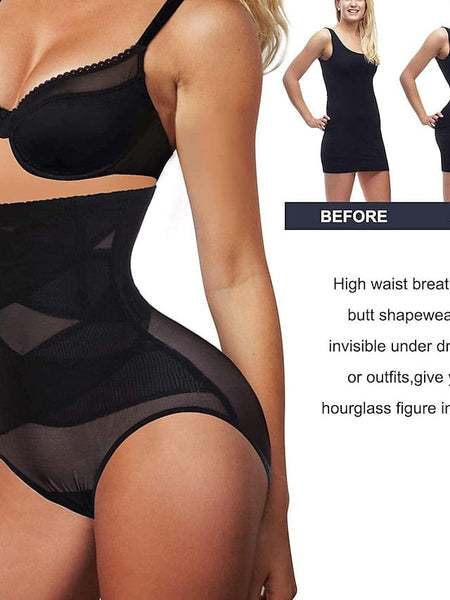 Women's High Waist Mesh Hip Lift Tights Shorts in Classic Black Color for All Seasons