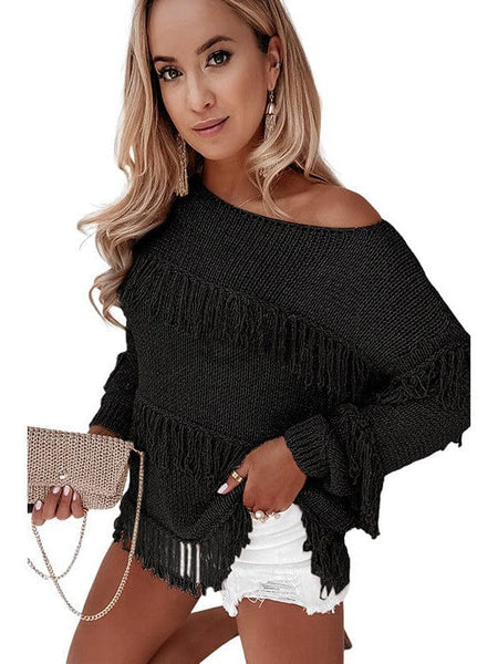 Women'S Long Sleeve Tassel Sweater In Bohemian Style