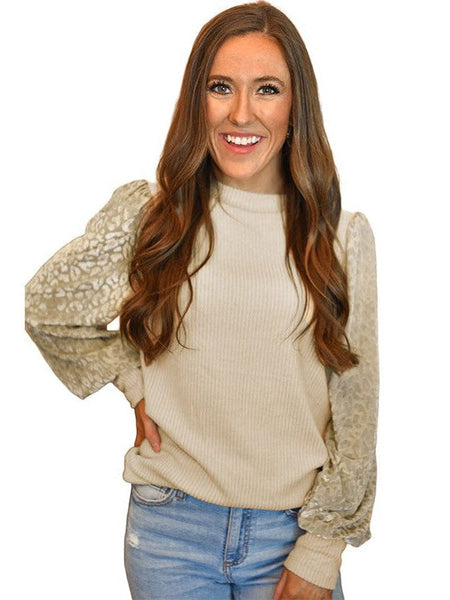 Women'S Loose Fit Leopard Print Knit Pullover With Round Neck And Casual Style Top