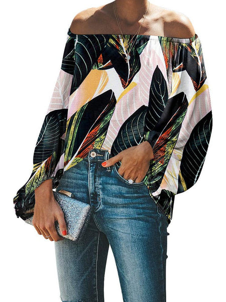 Women'S Loose Off-Shoulder Top With Lantern Sleeves