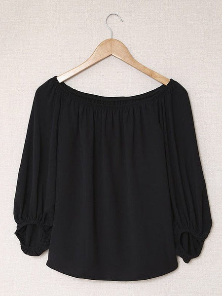 Women'S Loose Off-Shoulder Top With Lantern Sleeves
