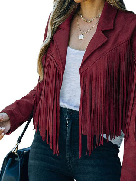 Women's Faux Suede Fringe Western Jacket in Ivory and Sage made for easy styling and wardrobe coordination, with premium-like structure and finish.