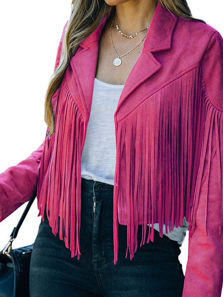 Suede-Texture Western Fringe Lapel Jacket with practical styling and dependable silhouette control.