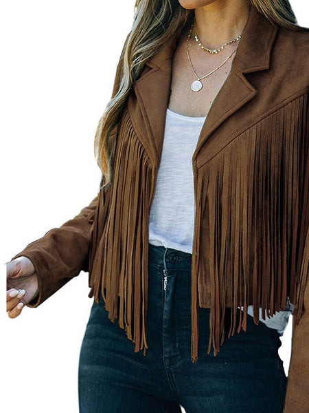 Women's Faux Suede Fringe Western Jacket in Ivory and Sage made for easy styling and wardrobe coordination, with premium-like structure and finish.