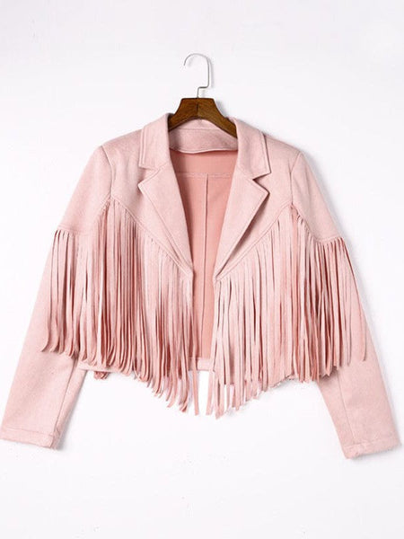 Fringe Trim Suede Jacket for Women with practical styling and dependable silhouette control.