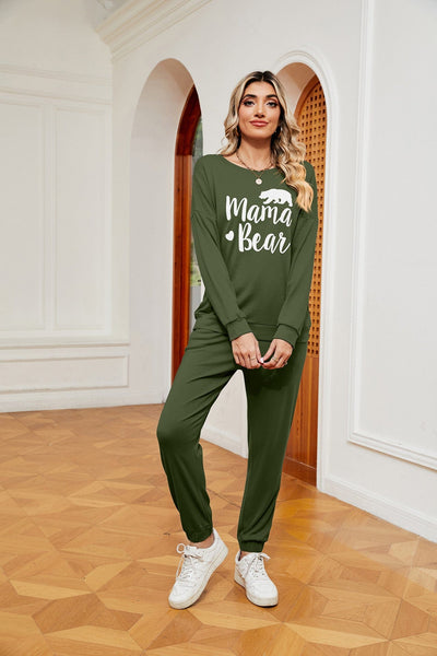 Women's printed long-sleeved casual loose suit