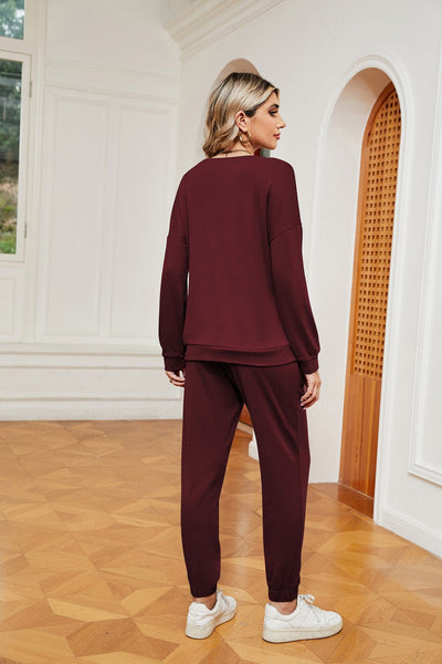Women's printed long-sleeved casual loose suit