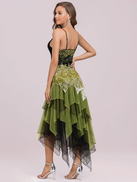 Women's Floral Lace and Layered Tulle Handkerchief Midi Dress with practical styling and dependable silhouette control.
