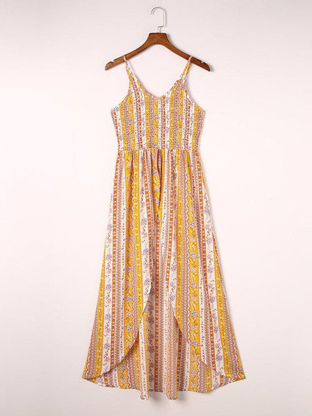 Women'S Slim Fit Suspender Printed Vest Dress