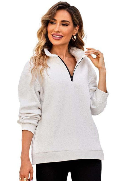 Solid Oversize Zipper Long Sleeve Pullover Basic Hoodie