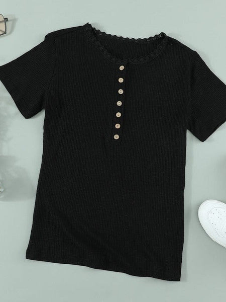 Women'S V-Neck Knitted Pullover With Button Detail