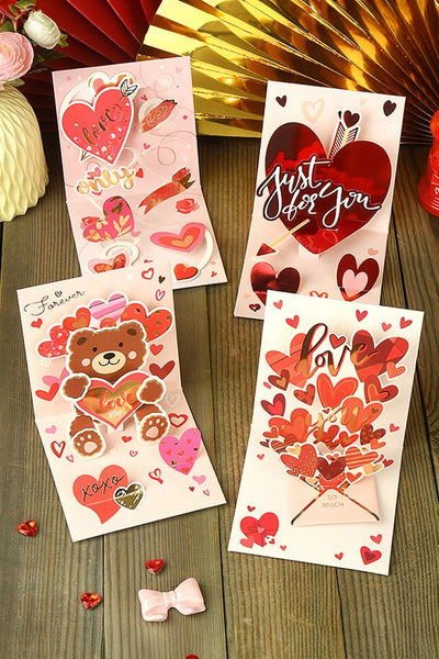 Women's 3D Pop-Up Heart Valentine's Card with Gold Foil Details