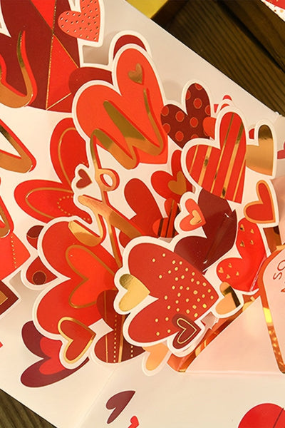 Women's 3D Pop-Up Heart Valentine's Card with Gold Foil Details