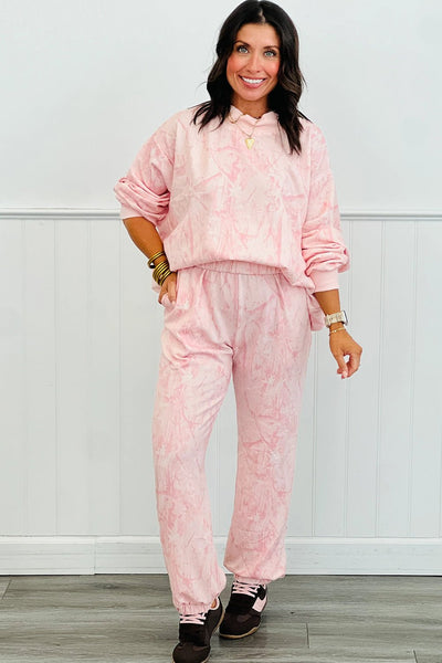 Women's Abstract Pink Camo Lounge Set with High-Waist Joggers