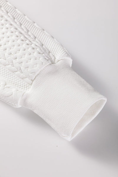 Women's Alabaster White Textured Cable-Knit V-Neck Top