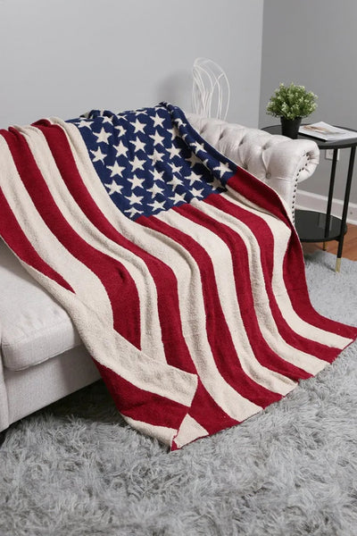 Women's American Flag Sherpa Throw Blanket in Navy and Fiery Red with practical styling and dependable silhouette control.