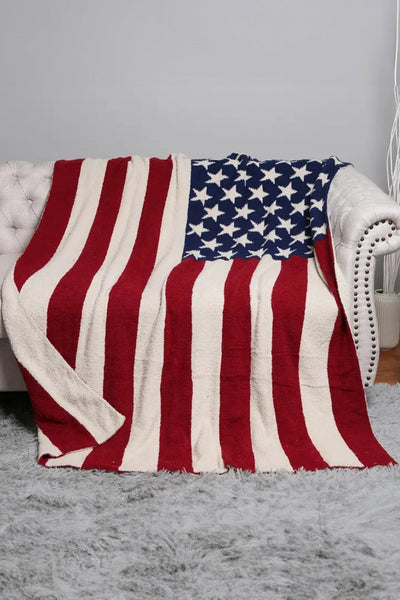 Women's American Flag Sherpa Throw Blanket in Navy and Fiery Red with practical styling and dependable silhouette control.