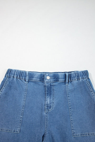 Women's Ashleigh Blue Ruffled Wide Leg Denim Plus Size Pants