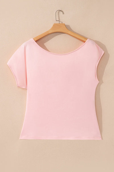 Women's Asymmetric Gossamer Pink Plus Size Ruched Blouse