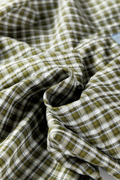 Women's Brown Gingham High-Waist Boxer Pants with Blue Contrast