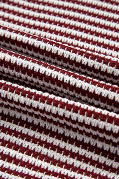 Women's Burgundy Striped Knit Long Sleeve Pullover