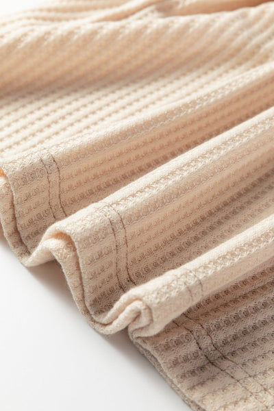 Women's Camel Waffle Knit Raglan Top with Color Block Sleeves