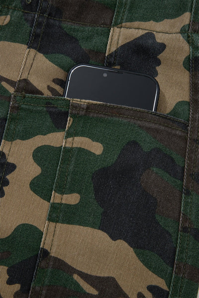 Women's Camouflage Barrel Jeans with Drawstring Waist