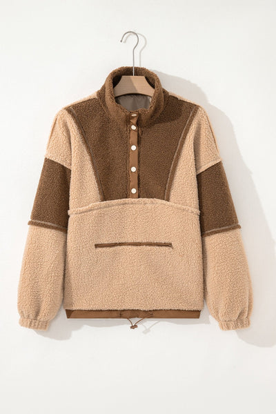 Women's Color Block Sherpa Half-Snap Pullover in Straw and Olive with practical styling and dependable silhouette control.