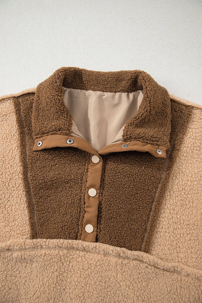 Women's Color Block Sherpa Half-Snap Pullover in Straw and Olive with practical styling and dependable silhouette control.