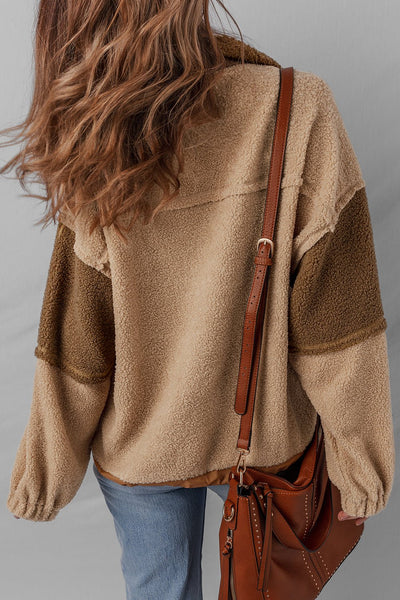 Women's Color Block Sherpa Half-Snap Pullover in Straw and Olive with practical styling and dependable silhouette control.