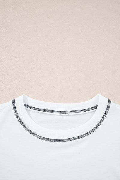 Women's Contrast Stitch Striped Patchwork Sweatshirt