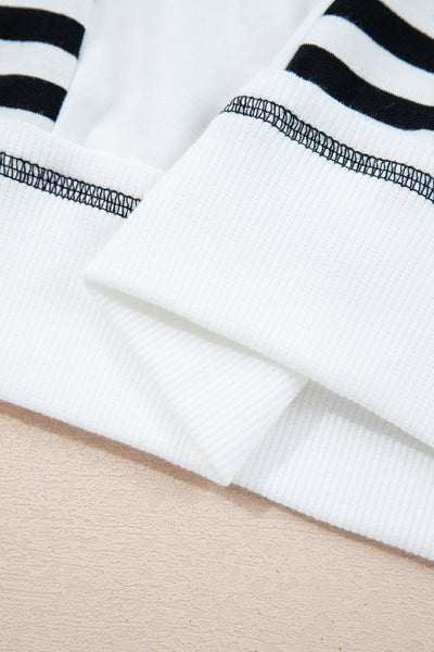 Women's Contrast Stitch Striped Patchwork Sweatshirt
