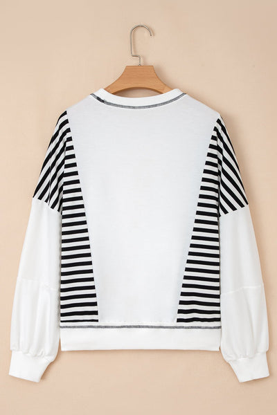 Women's Contrast Stitch Striped Patchwork Sweatshirt