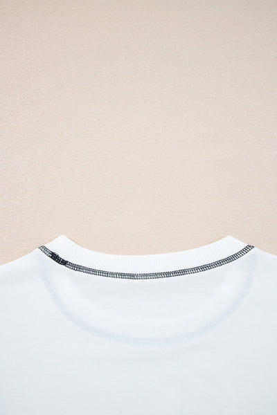 Women's Contrast Stitch Striped Patchwork Sweatshirt