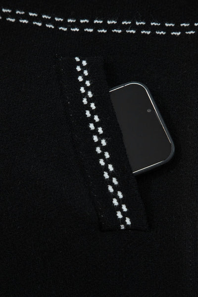 Women's Contrast Trim Knit Cardigan in Midnight Black