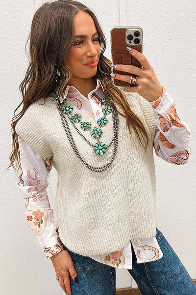 Women's Cotton Western Rodeo Print Button-Down Blouse