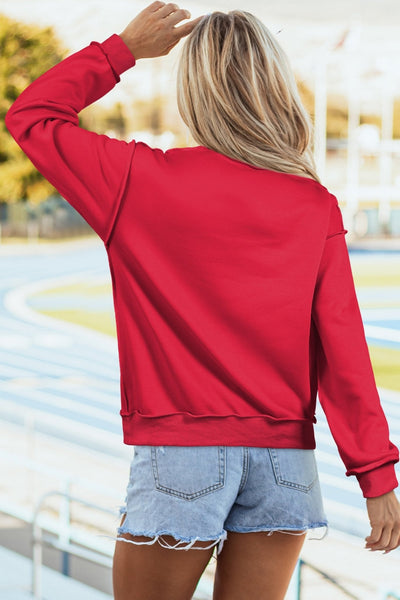 Women's Cozy Women's Reversible Oversized Mock Neck Sweatshirt in Racing Red - Effortlessly Chic Drop Shoulder Style