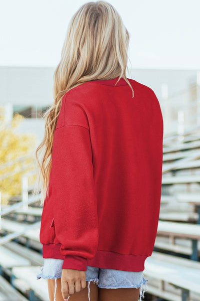 Women's Cozy Women's Reversible Oversized Mock Neck Sweatshirt in Racing Red - Effortlessly Chic Drop Shoulder Style